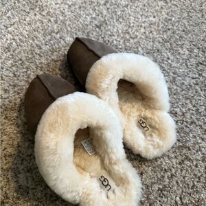 UGG Tan and Cream Shearling Slippers
